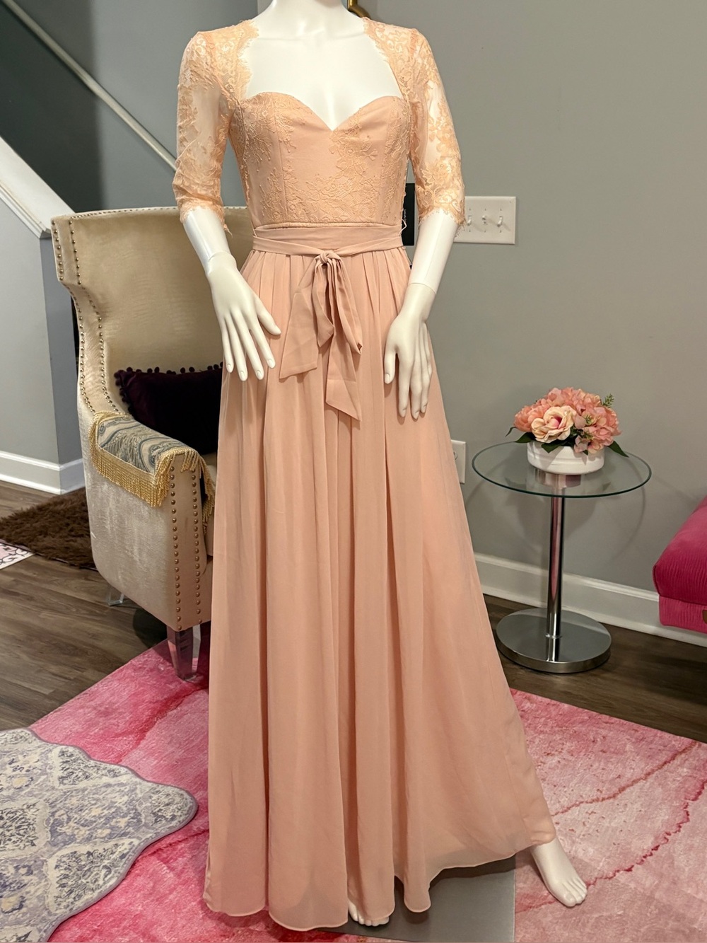 Lulus In a Fairy Tale Blush Pink Lace Maxi Dress
Size S NWT